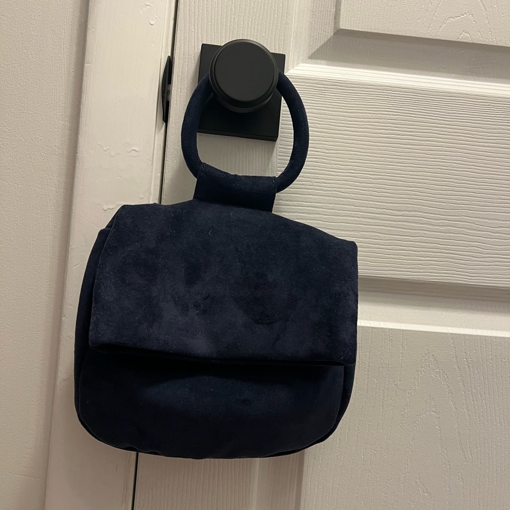 Elegant Navy Suede Handbag